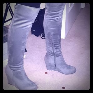 Chinese laundry over the knee wedge boots